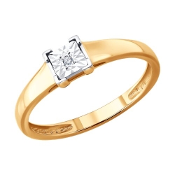 Inel din aur alb și roșu cu pietre Diamant