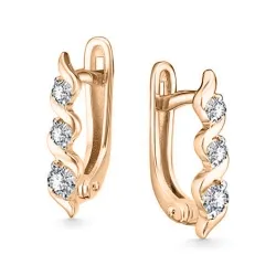 Серьги из красного золота с камнями Бриллиант