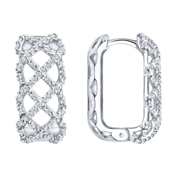 Серьги Конго из серебра с камнями Фианит