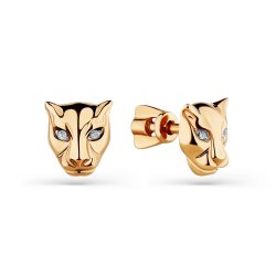Cercei Pusete din aur roșu cu pietre Cubic Zirconia Incolor
