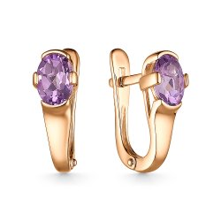 Серьги из красного золота с камнями Аметист