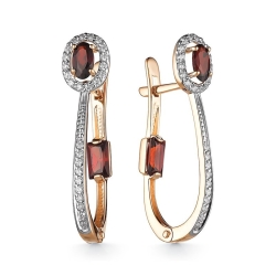 Cercei din aur roșu cu pietre Cubic Zirconia Incolor, Granat