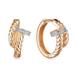 Cercei Creole din aur roșu cu pietre Cubic Zirconia Incolor