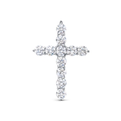 Cruce din aur roșu cu pietre Cubic Zirconia Incolor