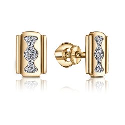 Cercei Pusete din aur roșu cu pietre Cubic Zirconia Incolor