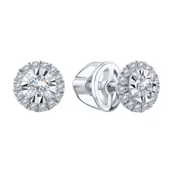 Cercei Pusete din aur alb cu Diamant