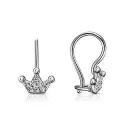 Cercei p-u copii din aur alb cu Cubic Zirconia Incolor