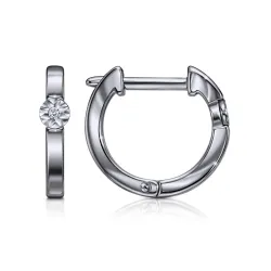 Cercei Creole din aur alb cu Cubic Zirconia Incolor