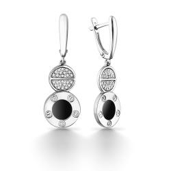 Cercei Suspendați din argint  cu pietre Cubic Zirconia Incolor, Emailare
