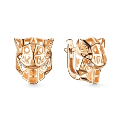 Cercei din aur roșu cu pietre Cubic Zirconia Incolor