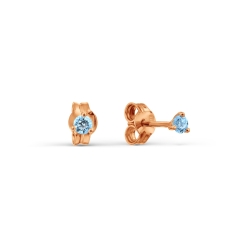 Cercei Pusete din aur roșu cu Cubic Zirconia Albastru