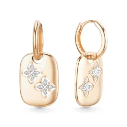 Cercei Creole din aur roșu cu Cubic Zirconia Incolor