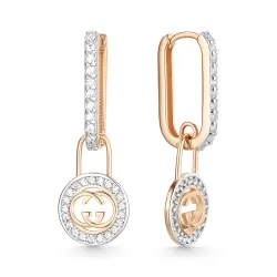 Cercei Creole din aur roșu cu Cubic Zirconia Incolor