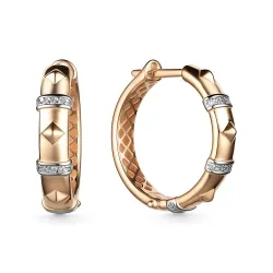 Cercei Creole din aur roșu cu Cubic Zirconia Incolor