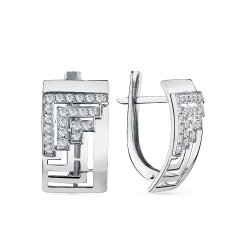 Cercei din aur alb cu pietre Cubic Zirconia Incolor