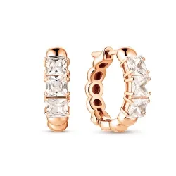Cercei Creole din aur roșu cu Cubic Zirconia Incolor