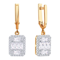 Cercei Suspendați din aur roșu cu pietre Cubic Zirconia Incolor