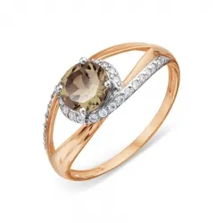 Inel din aur roșu cu Cubic Zirconia Incolor, Cuarț fumuriu