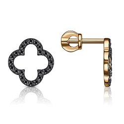 Cercei Pusete din aur roșu cu pietre Cubic Zirconia Negru