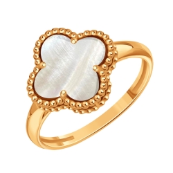 Кольцо из красного золота с камнями Перламутр белый