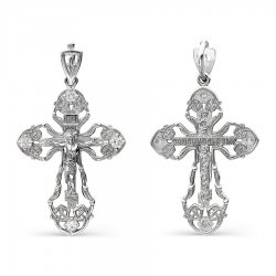 Cruce din aur alb cu pietre Cubic Zirconia Incolor