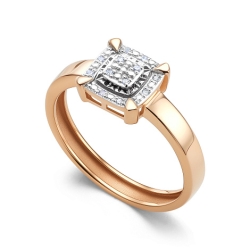 Кольцо из красного золота с камнями Бриллиант