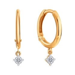 Серьги Конго из красного золота с камнями Бриллиант