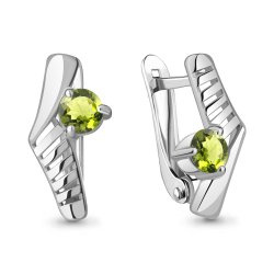 Серьги из серебра с камнями Хризолит