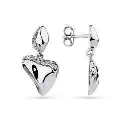 Cercei Pusete din aur alb cu Cubic Zirconia Incolor