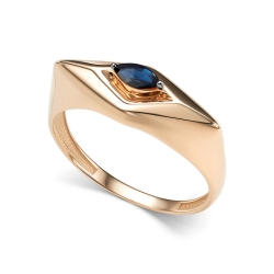 Кольцо из красного золота с камнями Сапфир