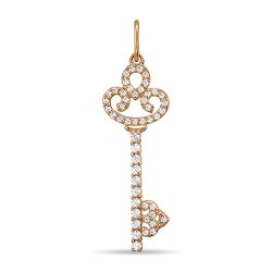 Pandantiv din aur roșu cu pietre Cubic Zirconia Incolor