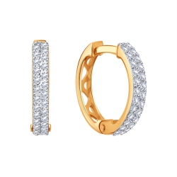 Cercei Creole din aur roșu cu pietre Cubic Zirconia Incolor