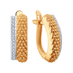 Серьги из красного золота с камнями Фианит