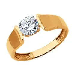Inel din aur roșu cu Cubic Zirconia Incolor