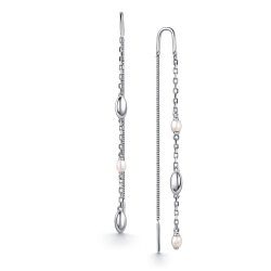 Серьги Продёвки из серебра с камнями Жемчуг имит.