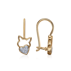 Детские серьги из красного золота с камнями Фианит