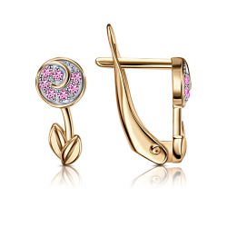 Детские серьги из красного золота с камнями