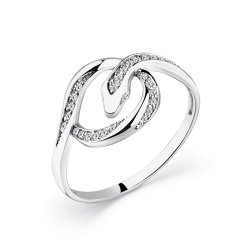 Inel din aur alb cu pietre Cubic Zirconia Incolor