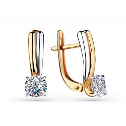 Cercei din aur roșu cu pietre Cubic Zirconia Incolor