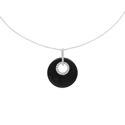 Colier din aur alb cu Diamant, Onix negru