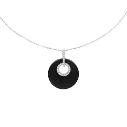 Colier din aur alb cu Diamant, Onix negru