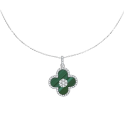 Colier din aur alb cu Diamant, Malachit
