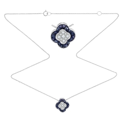 Colier din aur alb cu Diamant, Safir