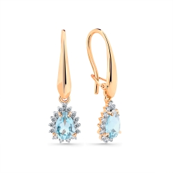 Cercei Suspendați din aur roșu cu pietre Cubic Zirconia Incolor, Topaz