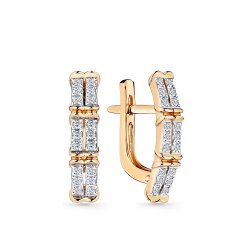Серьги из красного золота с камнями Бриллиант