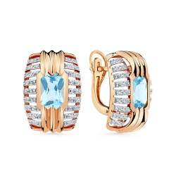 Cercei din aur roșu cu pietre Cubic Zirconia Incolor, Topaz