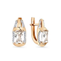 Cercei din aur roșu cu pietre Cubic Zirconia Incolor, Cristal de munte
