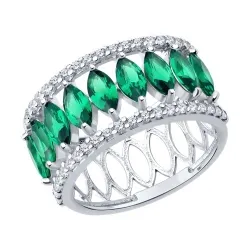 Inel din argint cu Cubic Zirconia Incolor, Sital verde (sint.)