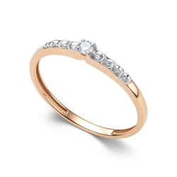 Inel din aur roșu cu pietre Diamant