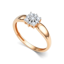 Кольцо из красного золота с камнями Бриллиант